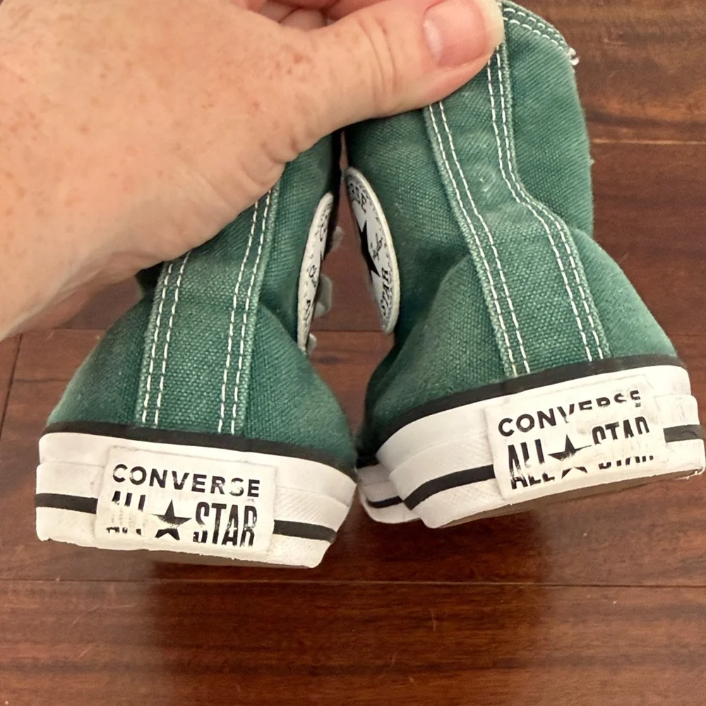 Converse High Top Sneakers — Green Canvas with White Accents